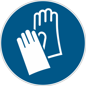 Gebotszeichen rund Blau Weiß nach DIN EN ISO 7010 Handschutz benutzen